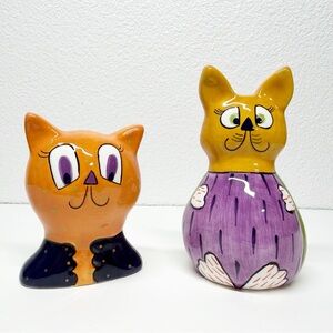 Vintage Pati Hand Painted Cat Salt Pepper Shakers